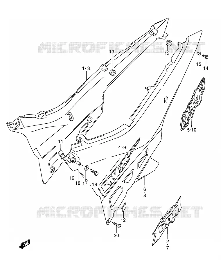 CARENAGES ARRIERE  (MODELE R/S) Suzuki MOTO 600 GSX-F 1996  GSX600FT(E2)