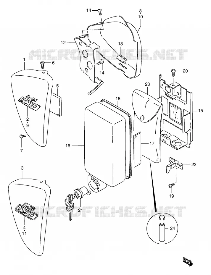 CARENAGES ARRIERE  (MODELE T/V) Suzuki MOTO 650 BOULEVARD 2003  LS650PK3(E3/E28)