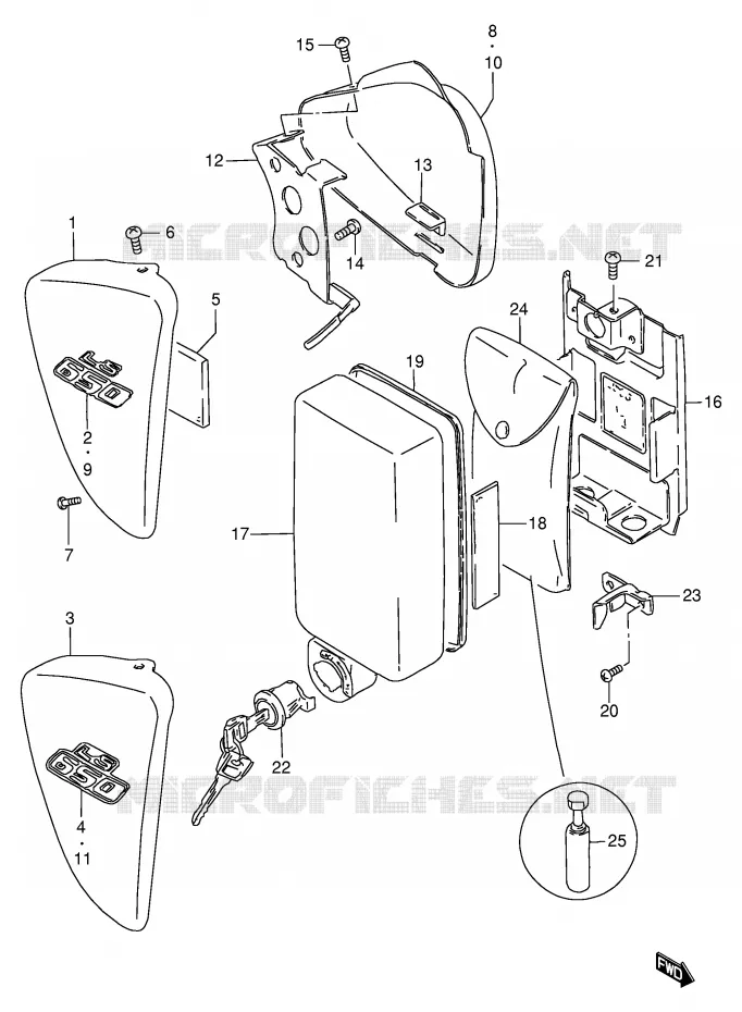 CARENAGES ARRIERE  (MODELE T/V) Suzuki MOTO 650 SAVAGE 2000  LS650PY(E2)