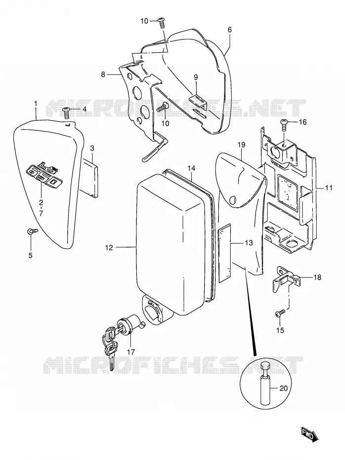 CARENAGES ARRIERE  (MODELE W/X) Suzuki MOTO 650 BOULEVARD 2001  LS650PK1(E3/E28)