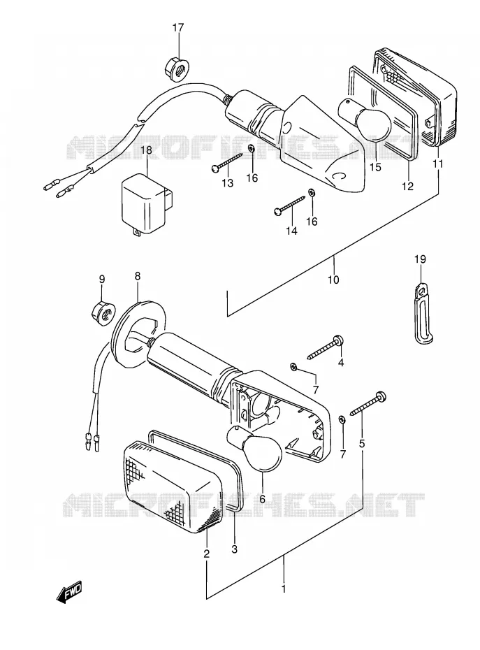 CLIGNOTANTS (MODELE J/K/L/M/N/P/R/S) Suzuki MOTO 600 GSX-F 1992  GSX600FN(E2)