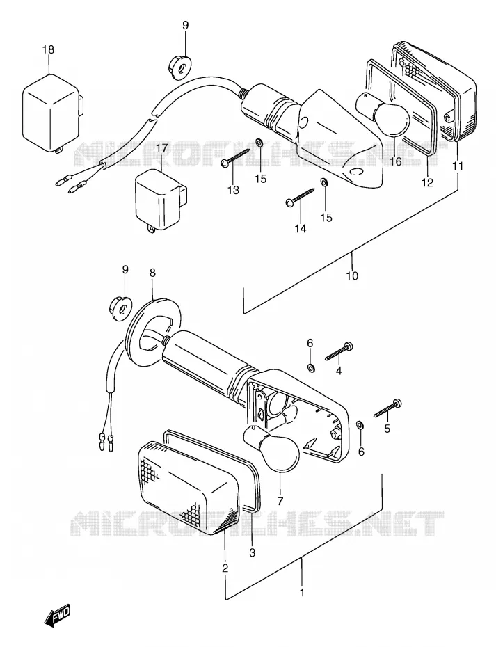 CLIGNOTANTS (MODELE K/L/M/N/P/R) Suzuki MOTO 750 GSX-F 1991  GSX750FM(E2)