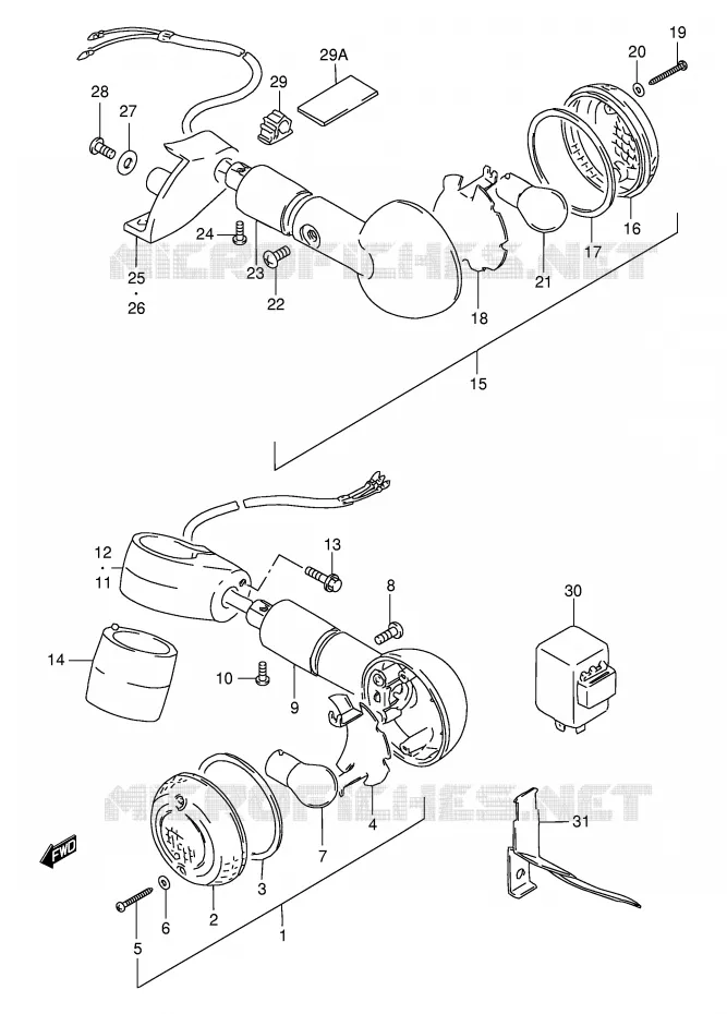 CLIGNOTANTS Suzuki MOTO 650 SAVAGE 1998  LS650PW(E2)