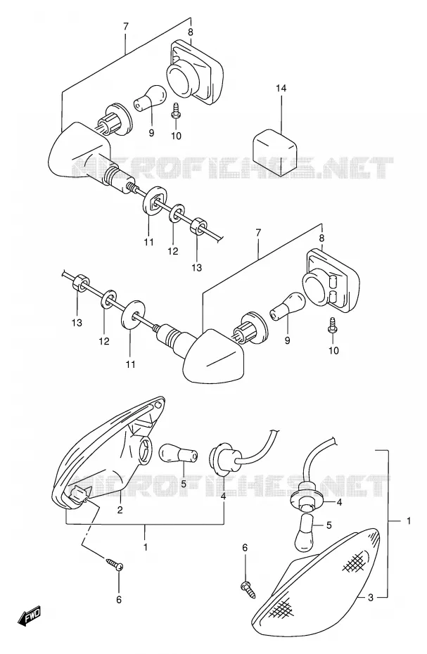 CLIGNOTANTS Suzuki MOTO 750 GSX-F 1998  GSX750FW(E2)