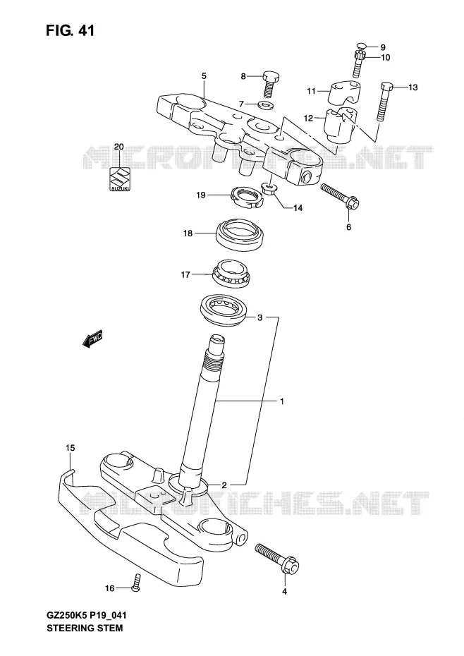 COLONNE DE DIRECTION Suzuki MOTO 250 MARAUDER 2004  GZ250K4(P19)