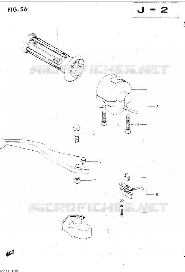 ENSEMBLE LEVIER - COMMODO DROIT (GSX500EE/EF) Suzuki MOTO 500 GSX-E 1985  GSX500ESF(E39)