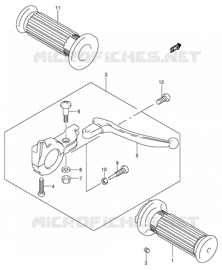 ENSEMBLE LEVIERS - POIGNEES Suzuki MOTO 50 JR 2002  JR50K2(P3/P28)