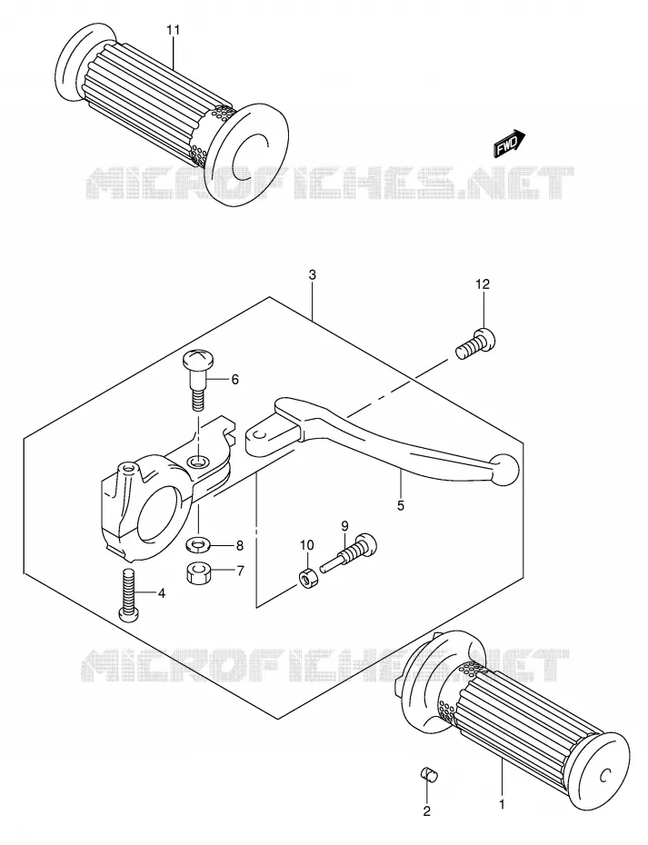 ENSEMBLE LEVIERS - POIGNEES Suzuki MOTO 50 JR 2006  JR50K6(P3/P28)