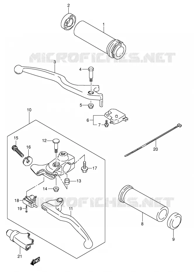 ENSEMBLE LEVIERS - POIGNEES Suzuki MOTO 650 BOULEVARD 2006  LS650K6(E3/E28)