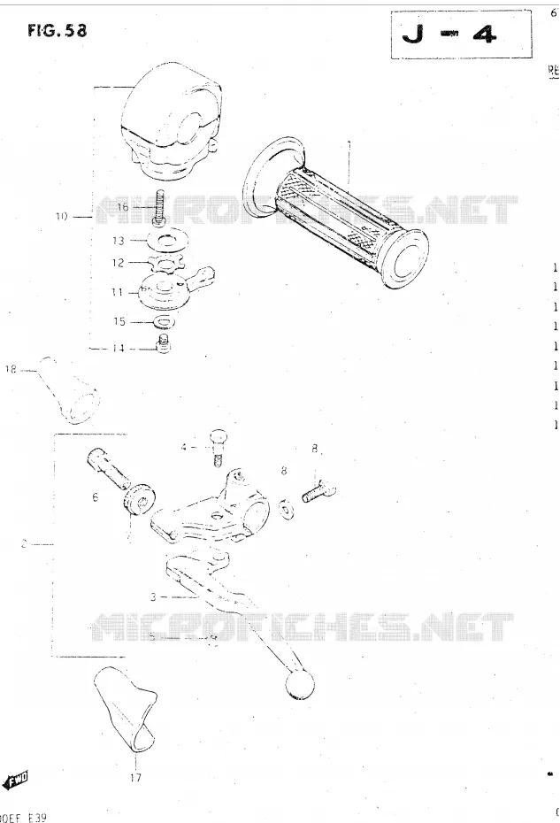 ENSEMBLE POIGNEE GAUCHE (GSX500EE/EF) Suzuki MOTO 500 GSX-E 1985  GSX500ESF(E39)