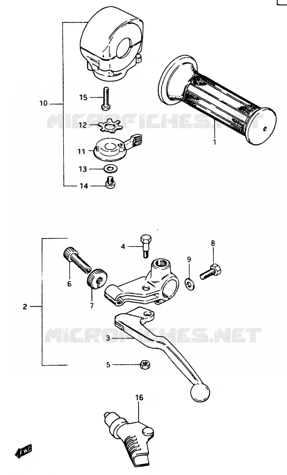 ENSEMBLE POIGNEE GAUCHE Suzuki MOTO 750 GSX-E 1984  GSX750EE(D/E)