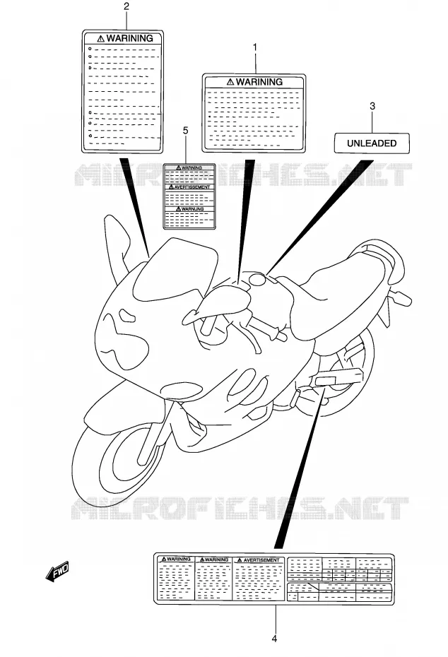 ETIQUETTE D'AVERTISSEMENT (MODELE K3) Suzuki MOTO 600 GSX-F 2000  GSX600FY(E2)