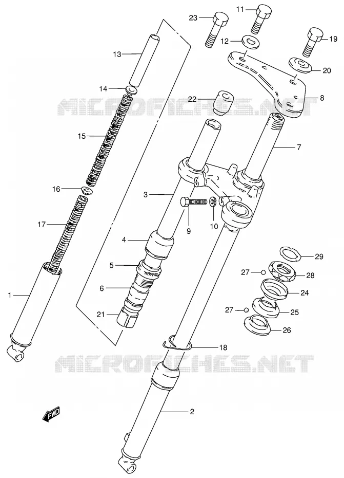 FOURCHE AVANT Suzuki MOTO 50 JR 1999  JR50X(P3/P28)
