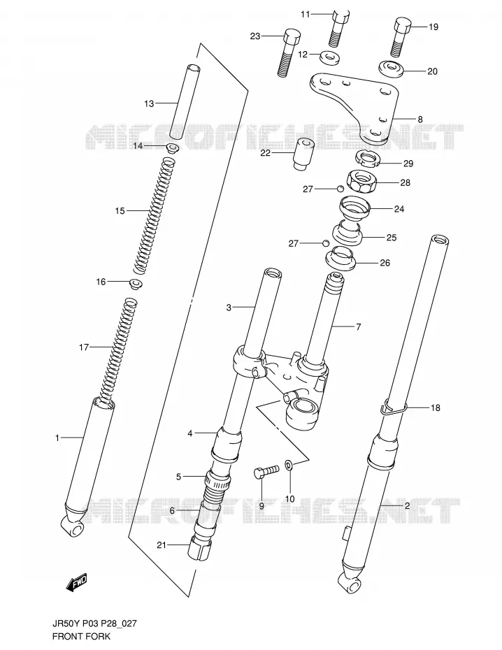 FOURCHE AVANT Suzuki MOTO 50 JR 2002  JR50K2(P3/P28)