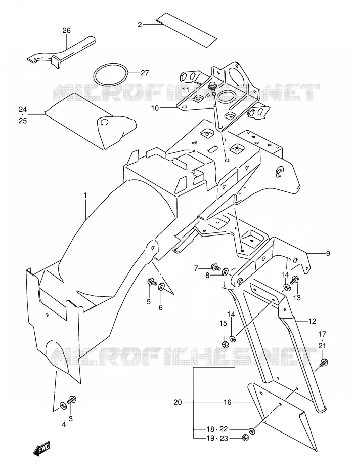 GARDE BOUE ARRIERE (MODELE J/K/L/M/N/P/R) Suzuki MOTO 600 GSX-F 1995  GSX600FS(E2)