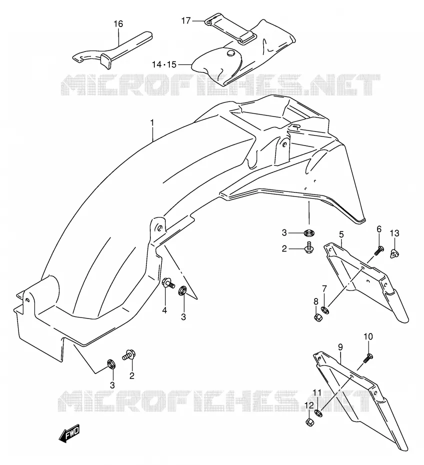 GARDE BOUE ARRIERE (MODELE K/L/M/N/P/R) Suzuki MOTO 750 GSX-F 1991  GSX750FM(E2)