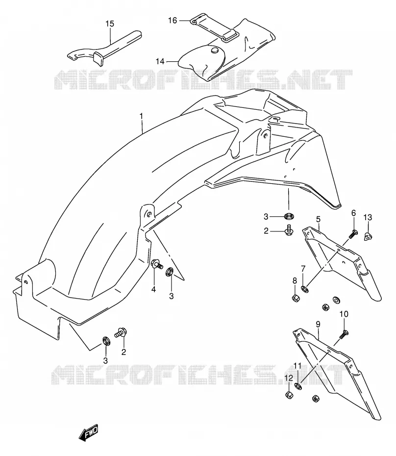 GARDE BOUE ARRIERE (MODELE S) Suzuki MOTO 750 GSX-F 1992  GSX750FN(E2)