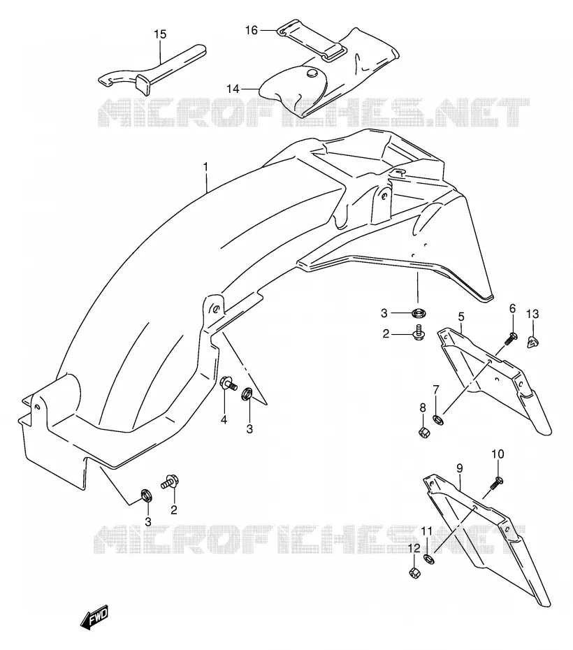 GARDE BOUE ARRIERE (MODELE T) Suzuki MOTO 750 GSX-F 1992  GSX750FN(E2)