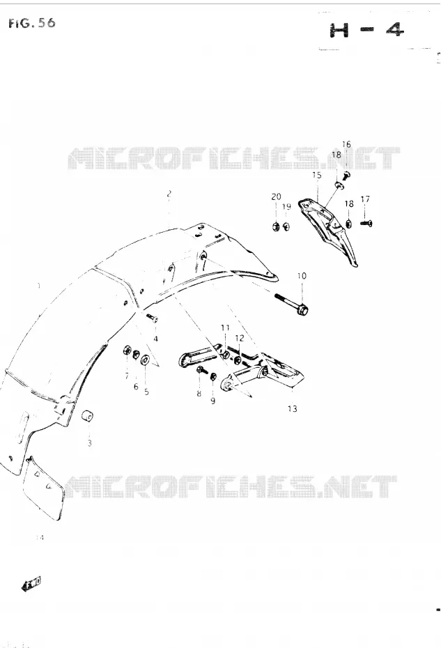 GARDE BOUE ARRIERE Suzuki MOTO 400 GSX 1985  GSX400EF(E2)