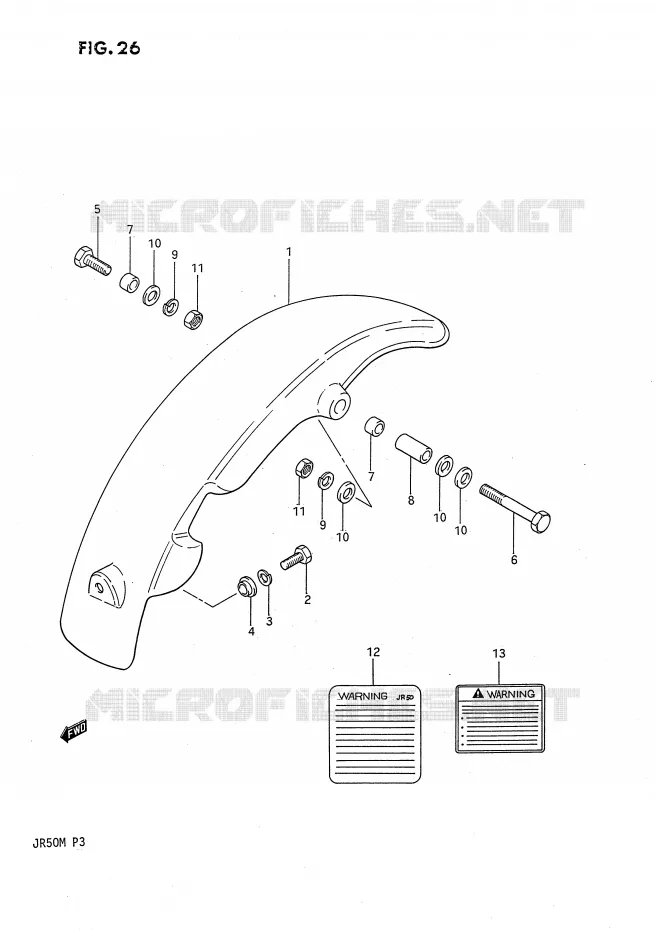 GARDE BOUE ARRIERE Suzuki MOTO 50 JR 1991  JR50M(P3)