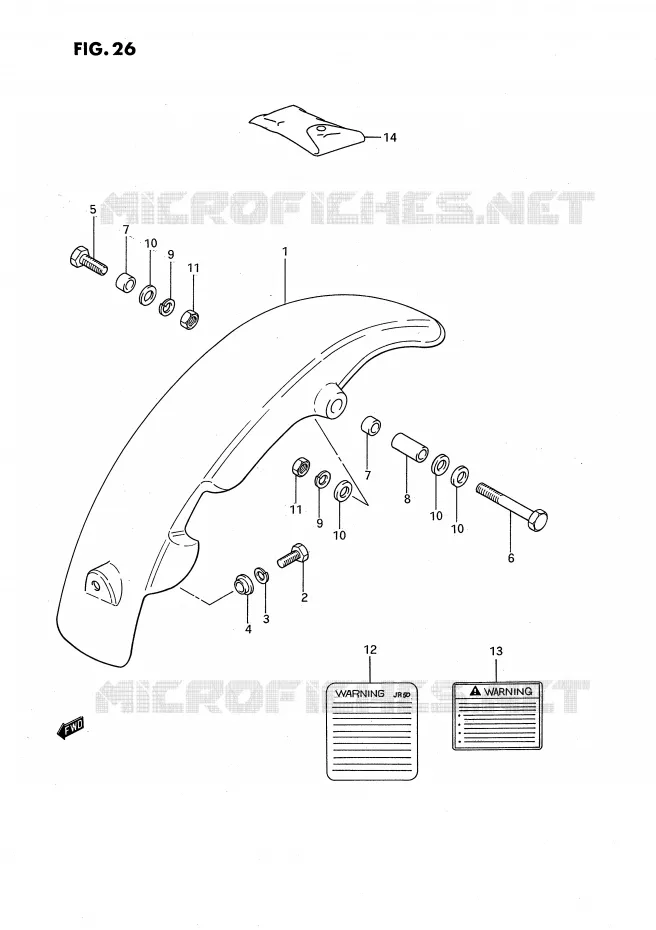 GARDE BOUE ARRIERE Suzuki MOTO 50 JR 1994  JR50R(P3)