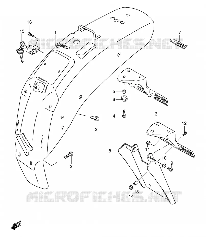 GARDE BOUE ARRIERE Suzuki MOTO 650 SAVAGE 2000  LS650PY(E2)