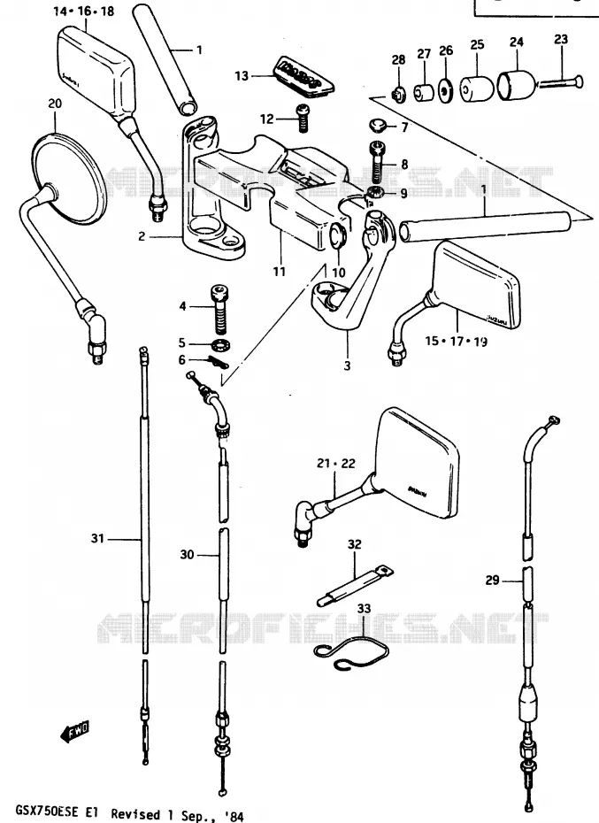 GUIDON (GSX750ESE/EFE) Suzuki MOTO 750 GSX-E 1983  GSX750ESD(D/E)