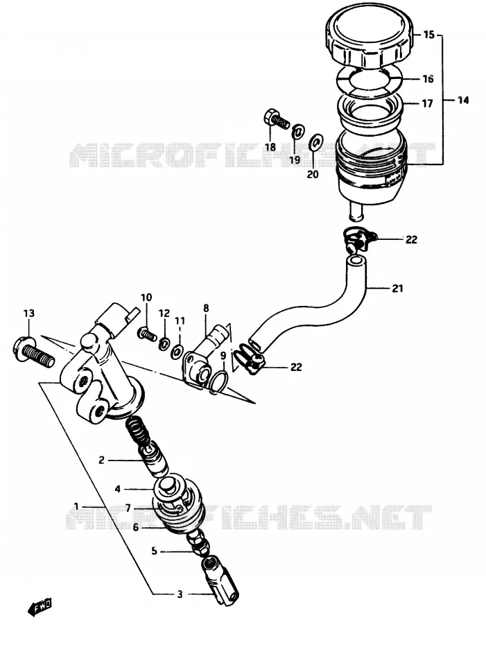 MAITRE CYLINDRE ARRIERE (MODELE D) Suzuki MOTO 750 GSX-E 1984  GSX750EE(D/E)