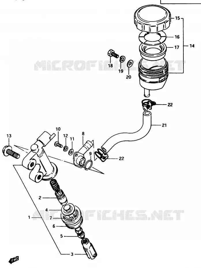 MAITRE CYLINDRE ARRIERE (MODELE E) Suzuki MOTO 750 GSX-E 1984  GSX750EFE(D/E)