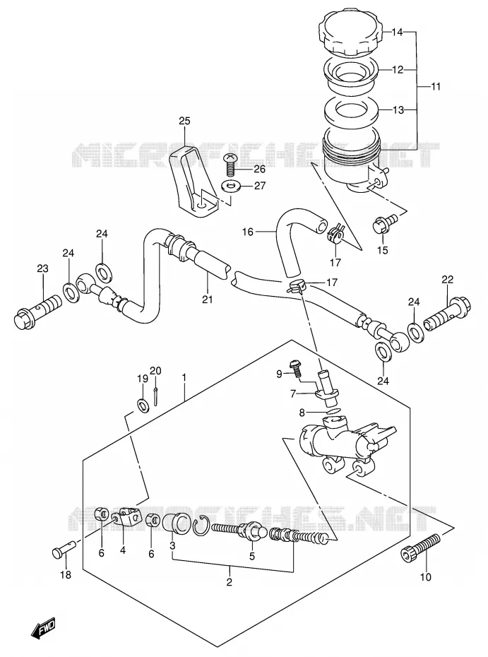 MAITRE CYLINDRE ARRIERE Suzuki MOTO 750 GSX-F 2005  GSX750FK5(E2)