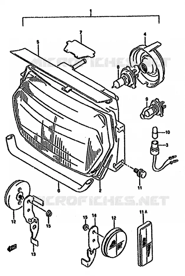 PHARE (MODELE K/L/M/N/P/R) Suzuki MOTO 750 GSX-F 1990  GSX750FL(K-T)
