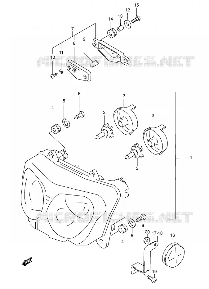 PHARE (MODELE K3 E24) Suzuki MOTO 750 GSX-F 2000  GSX750FY(E2)