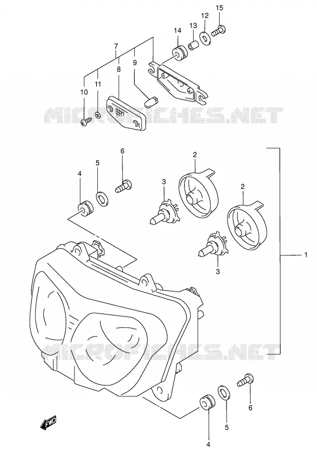 PHARE (MODELE W/X/Y/K1/K2 E2,E24) Suzuki MOTO 750 GSX-F 2000  GSX750FY(E2)