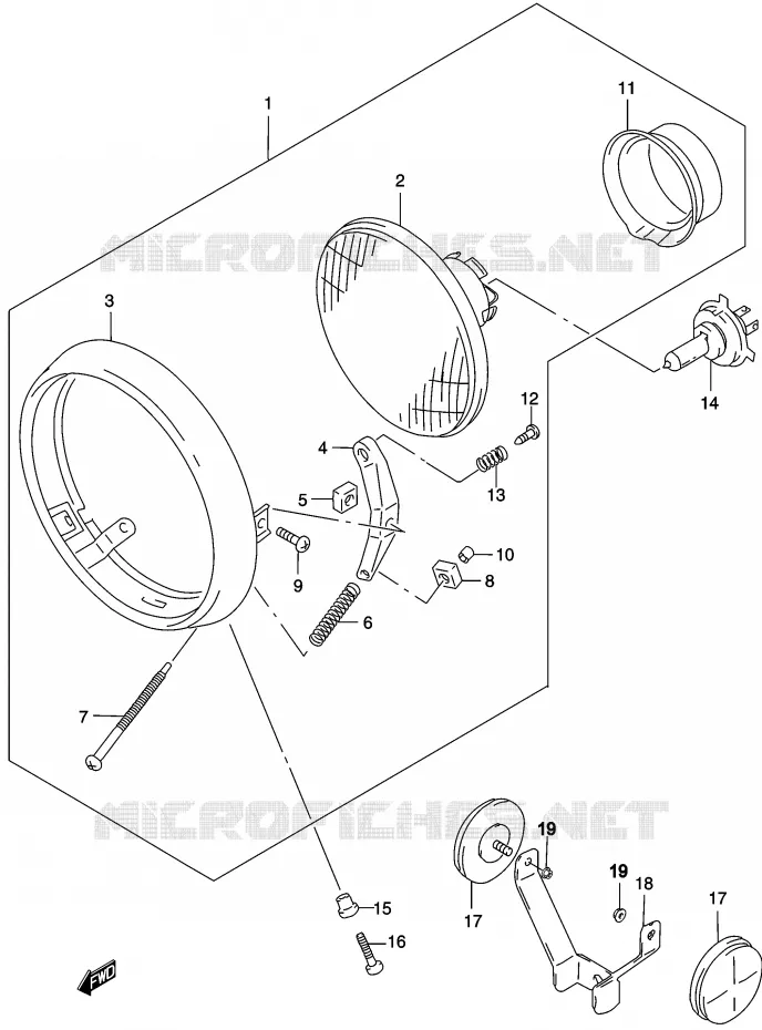 PHARE Suzuki MOTO 250 MARAUDER 2002  GZ250K2(K3)