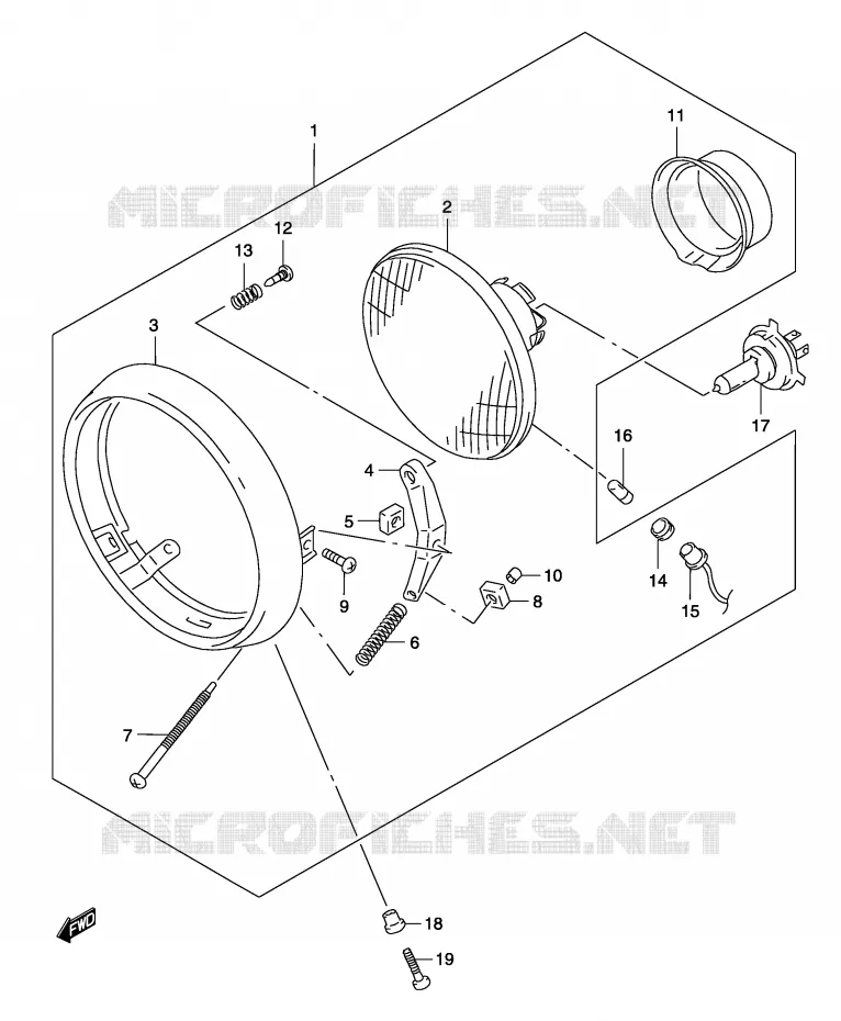 PHARE Suzuki MOTO 250 MARAUDER 2003  GZ250LK3(P19)