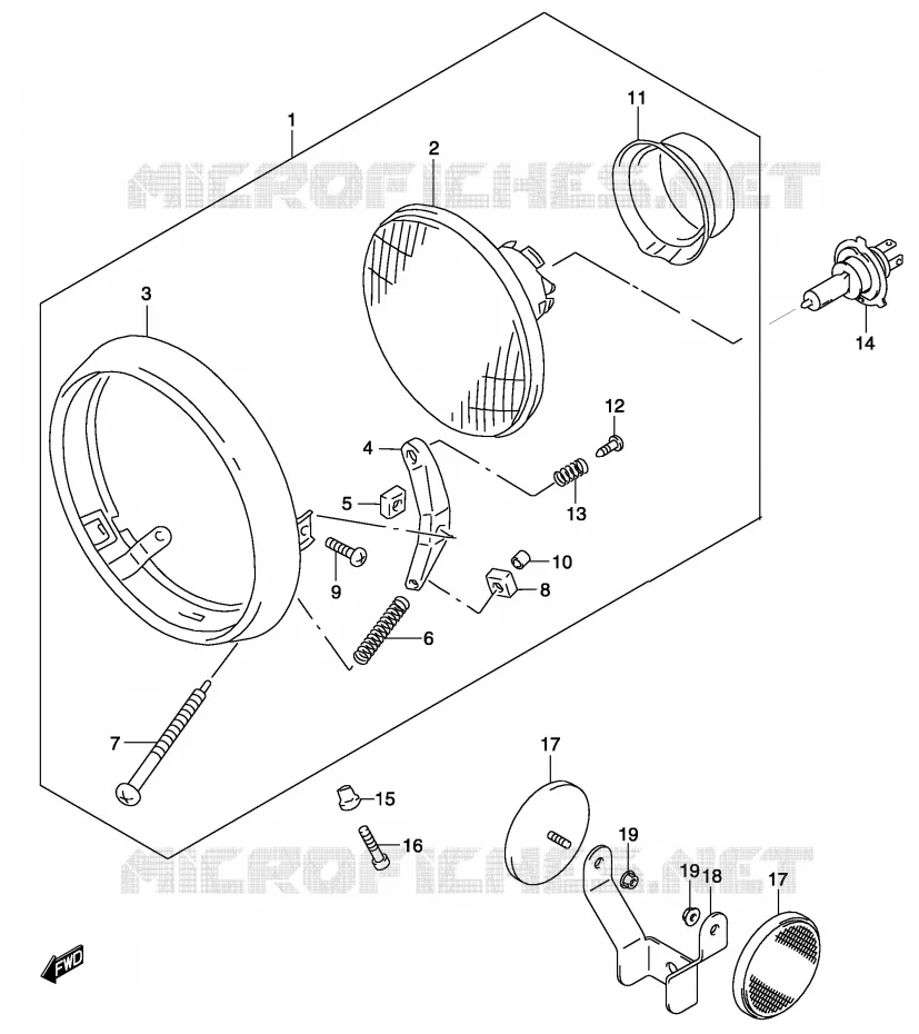 PHARE Suzuki MOTO 250 MARAUDER 2004  GZ250K4(P3)