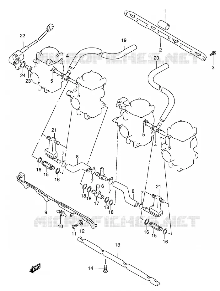 PIECES EXTERNES CARBURATEUR Suzuki MOTO 750 GSX 1999  GSX750X(E4)