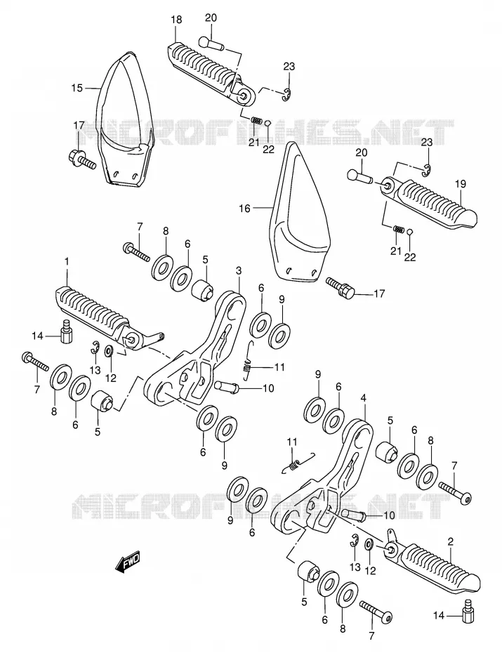 REPOSE PIED (MODELE W/X/Y) Suzuki MOTO 600 GSX-F 1998  GSX600FUW(E2)