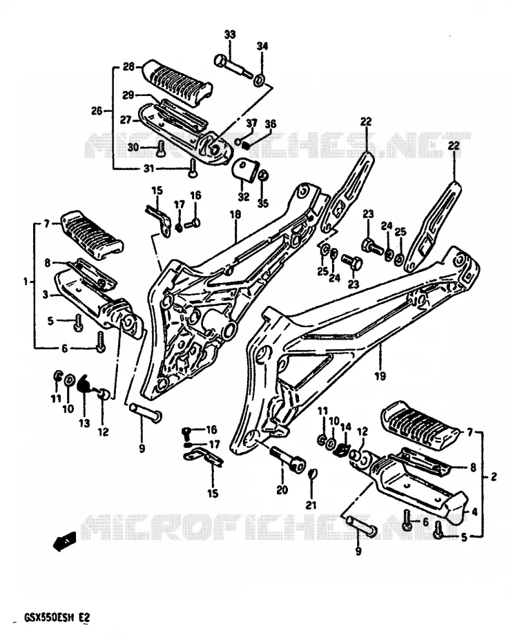 REPOSE PIED Suzuki MOTO 550 GSX-E 1987  GSX550ESH(F/G/H)