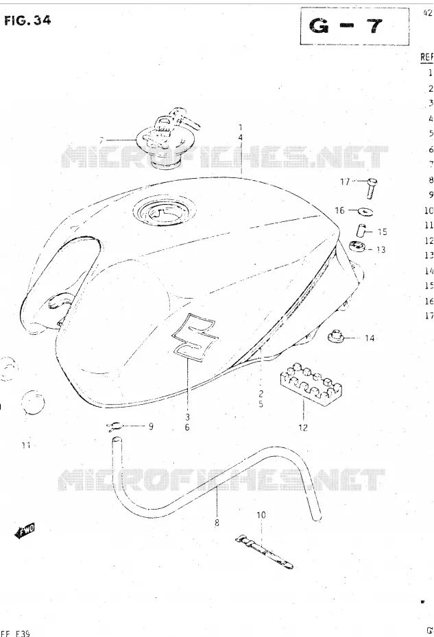 RESERVOIR D'ESSENCE (GSX500ESE) Suzuki MOTO 500 GSX-E 1984  GSX500ESE(E39)