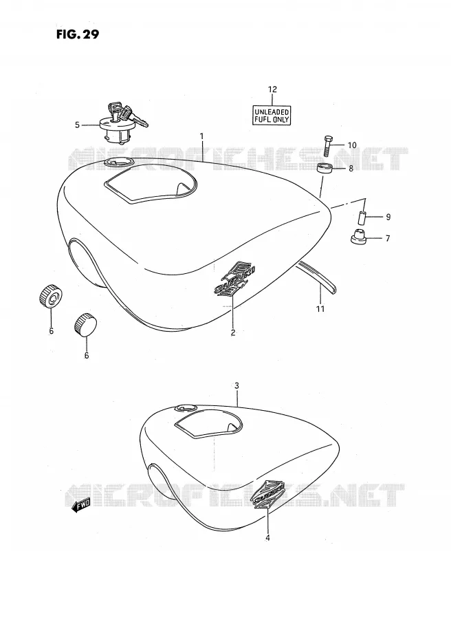 RESERVOIR D'ESSENCE (MODELE G/J/K/L) Suzuki MOTO 650 SAVAGE 1994  LS650PR(E2)
