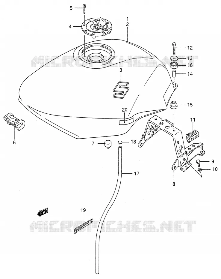 RESERVOIR D'ESSENCE (MODELE J/K/L) Suzuki MOTO 600 GSX-F 1988  GSX600FJ(E28)