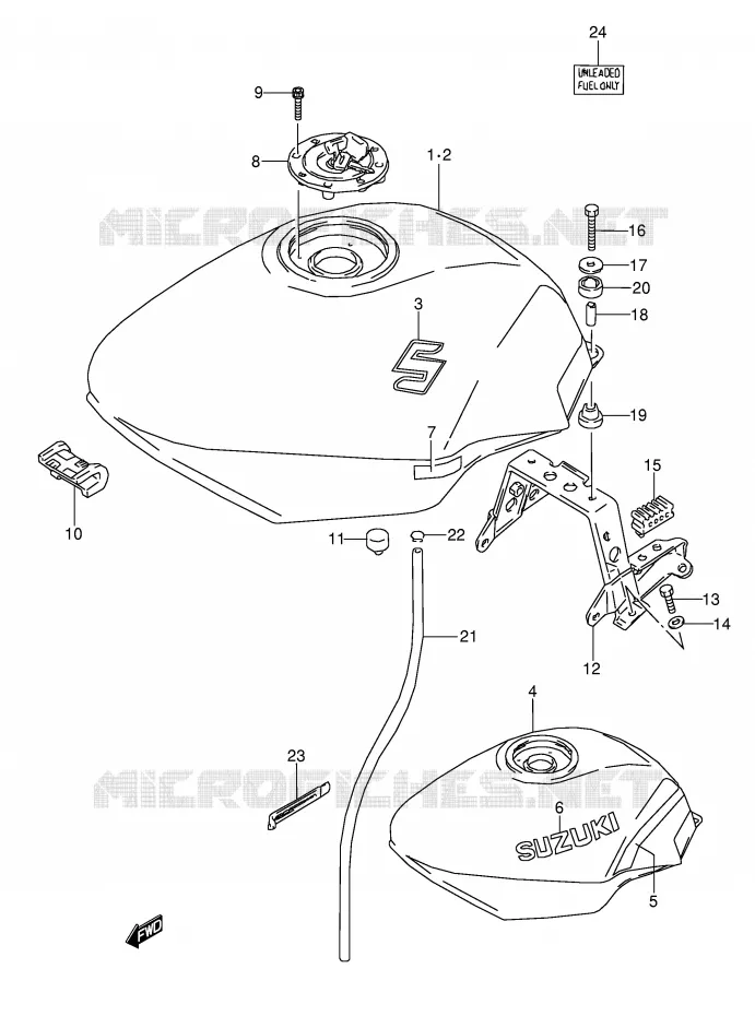RESERVOIR D'ESSENCE (MODELE J/K/L) Suzuki MOTO 600 GSX-F 1992  GSX600FUN(E2)