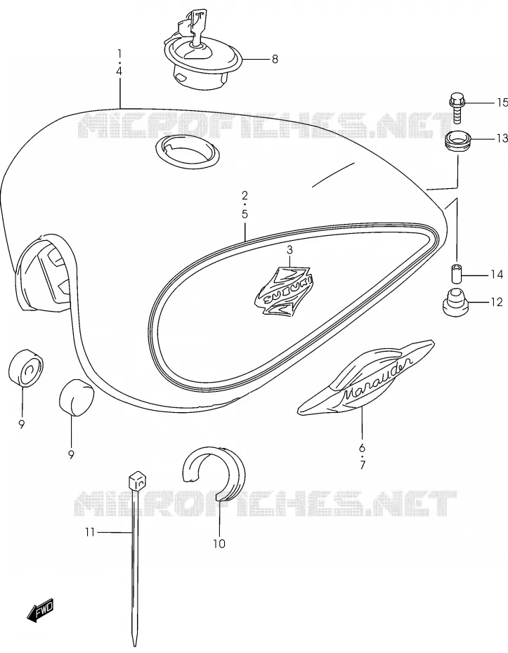 RESERVOIR D'ESSENCE (MODELE K3) Suzuki MOTO 250 MARAUDER 2002  GZ250K2(K3)