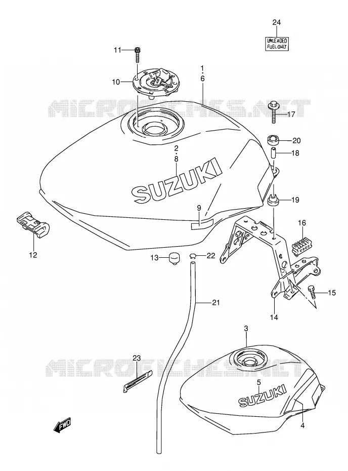 RESERVOIR D'ESSENCE (MODELE M/N) Suzuki MOTO 600 GSX-F 1992  GSX600FN(E2)