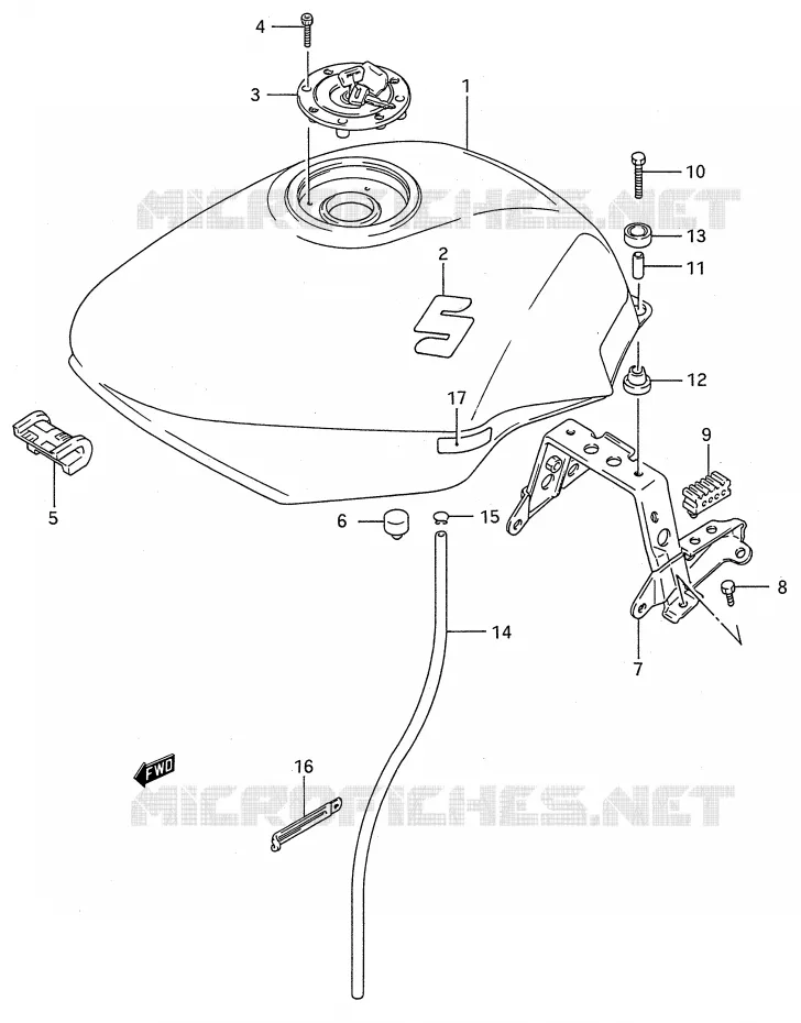 RESERVOIR D'ESSENCE (MODELE M) Suzuki MOTO 600 GSX-F 1989  GSX600FUK(E28)