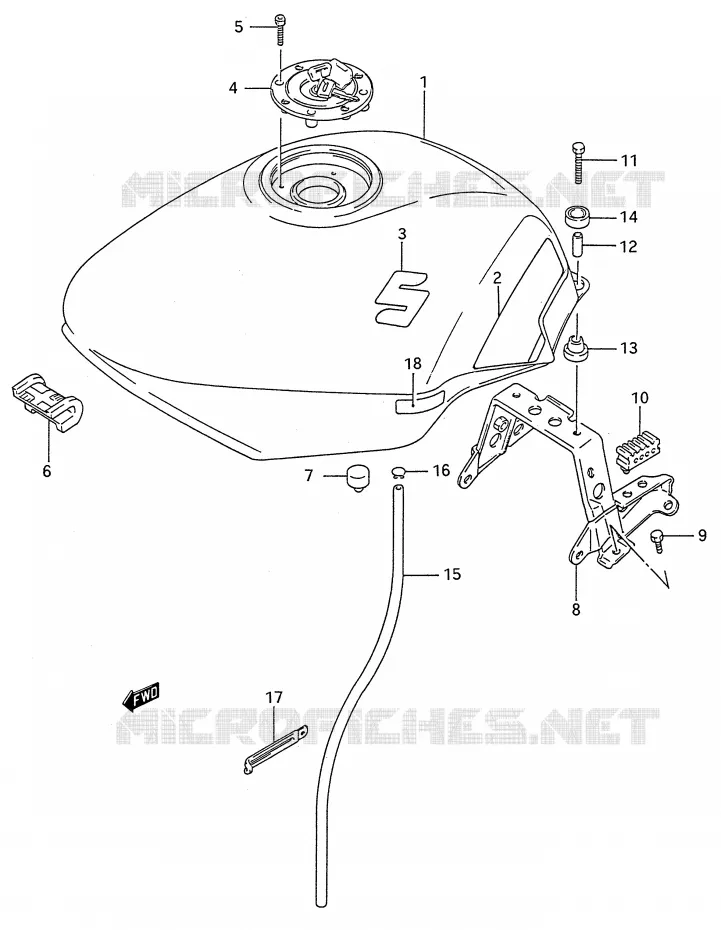 RESERVOIR D'ESSENCE (MODELE N) Suzuki MOTO 600 GSX-F 1992  GSX600FN(E28)