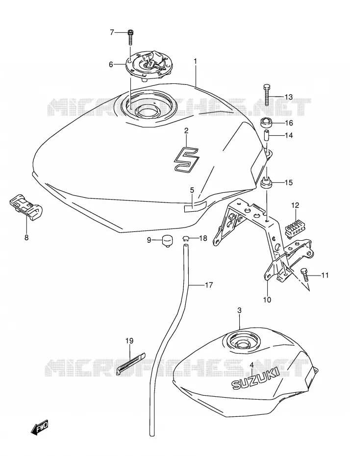 RESERVOIR D'ESSENCE (MODELE P/R/S) Suzuki MOTO 600 GSX-F 1988  GSX600FU2J(E2)