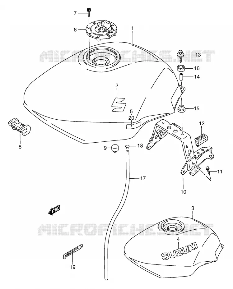 RESERVOIR D'ESSENCE (MODELE P/R/S) Suzuki MOTO 750 GSX-F 1996  GSX750FT(E2)