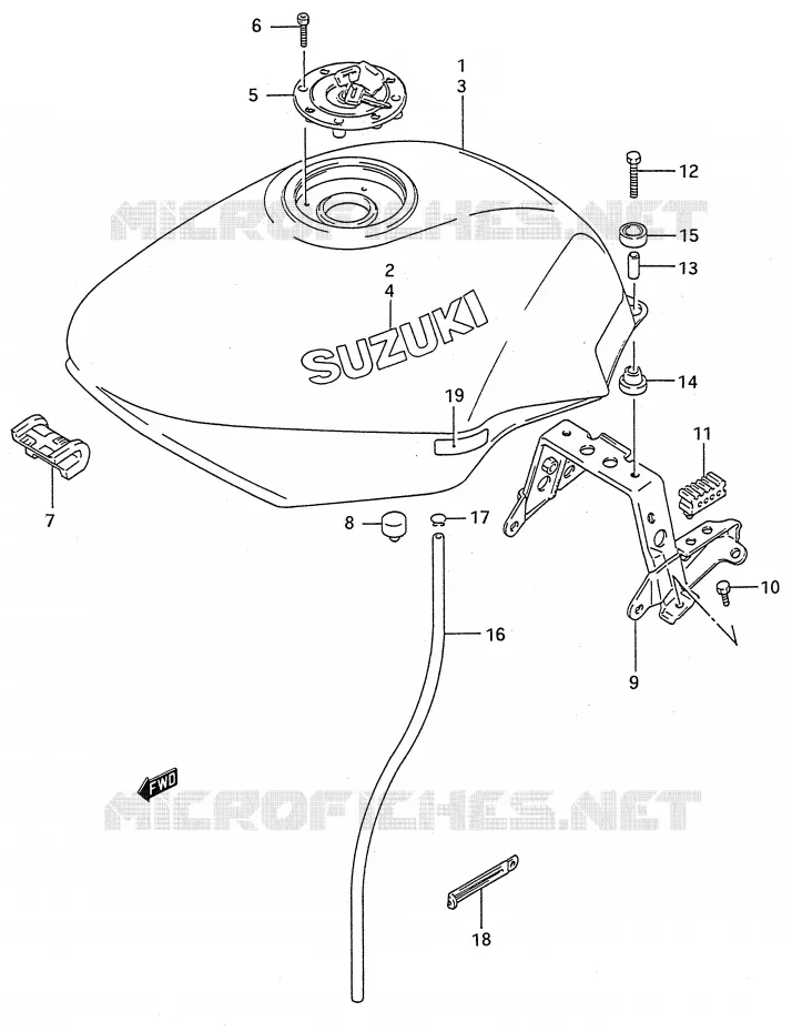 RESERVOIR D'ESSENCE (MODELE P/R/S/T) Suzuki MOTO 600 GSX-F 1989  GSX600FU2K(E28)